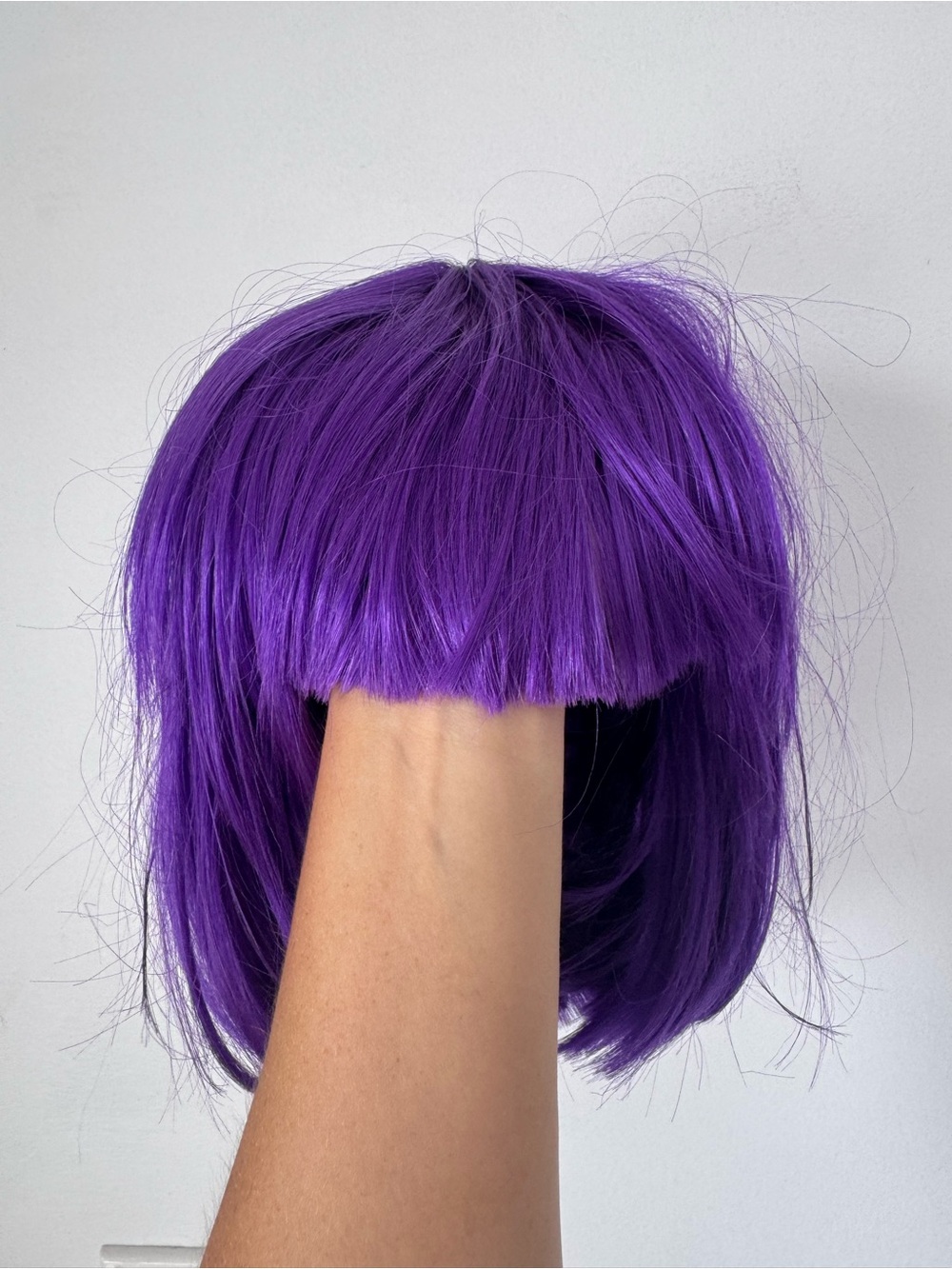 Vibrant Purple Women's Synthetic Bob Wig with Fringe